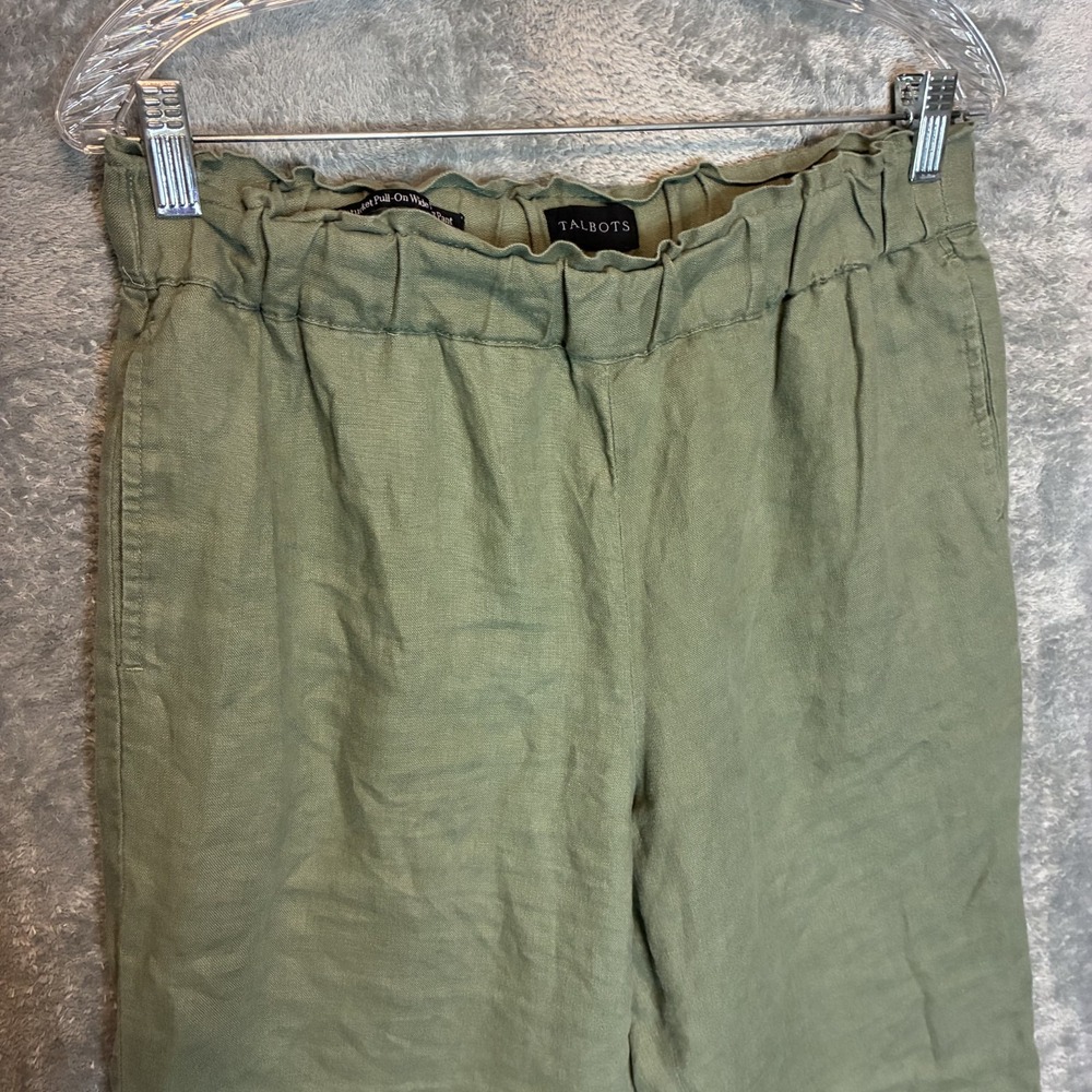Talbots Women Linen Nantucket Pull On Wide Leg Pant PM Lagenlook Minimalist
